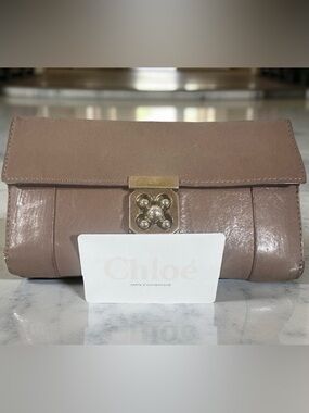 Chloé Elsie continental long wallet Beige Color With Turn Lock 7.5x4.5 COA
